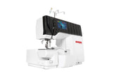 White Bernina sewing machine with digital display on a white background